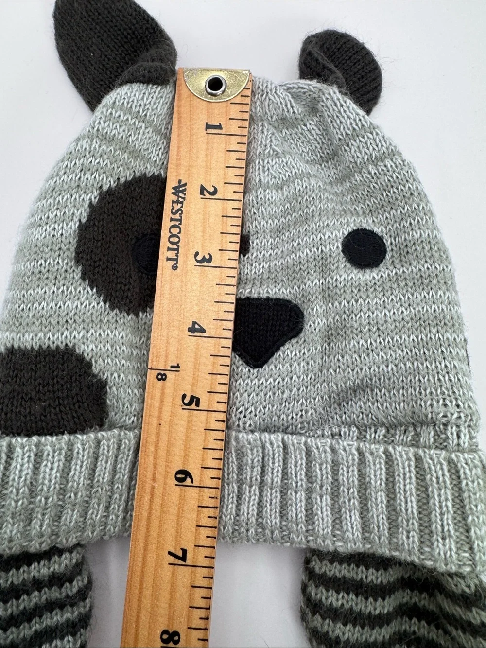 💜3/$15 Old Navy Toddler Gray Puppy Dog Critter Knit Beanie Hat Size L